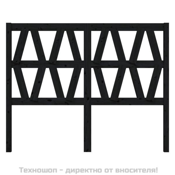 Горна табла за легло, черна, 146x4x100 см, бор масив