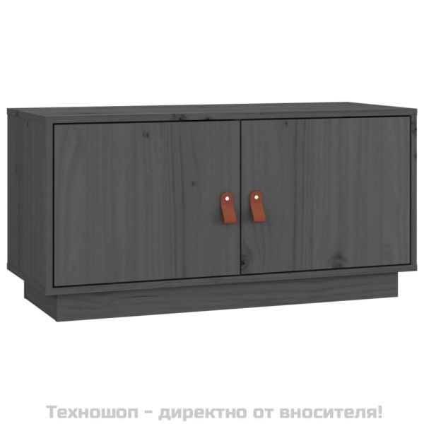 ТВ шкаф, сив, 80x34x40 см, бор масив