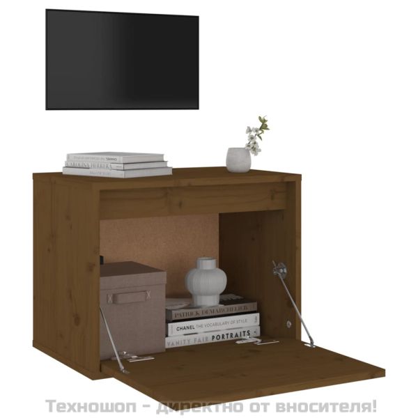 Стенен шкаф, меденокафяв, 45x30x35 см, бор масив