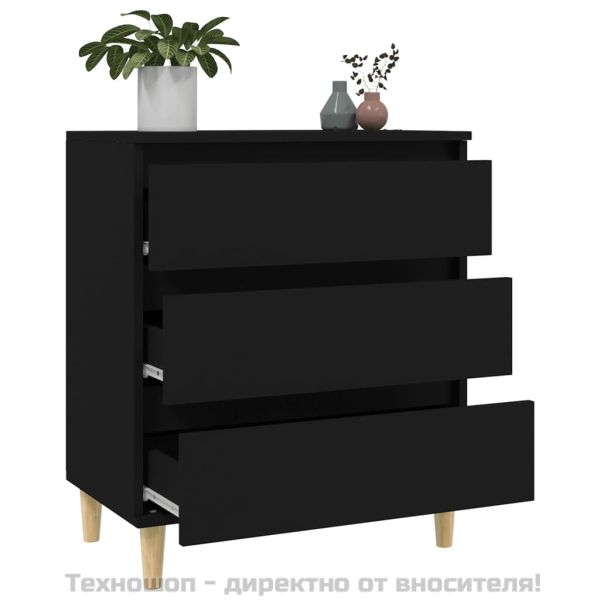 Сайдборд, черен, 60x35x70 см, инженерно дърво