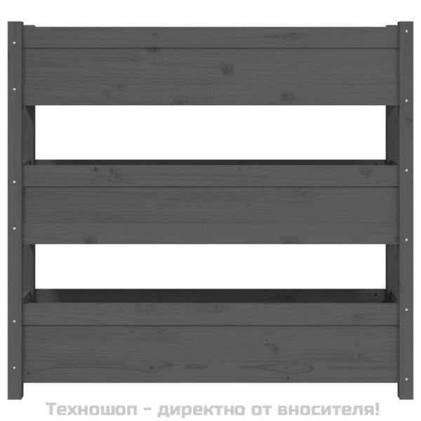 Плантер, сив, 112x25x104,5 см, борово дърво масив