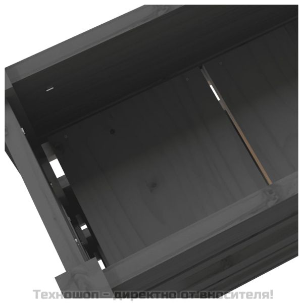 Плантер, сив, 112x25x104,5 см, борово дърво масив