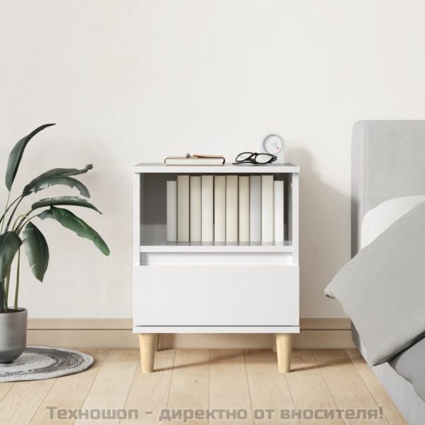 Нощни шкафчета, 2 бр, бял гланц, 40x35x50 см