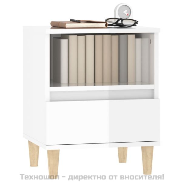 Нощни шкафчета, 2 бр, бял гланц, 40x35x50 см