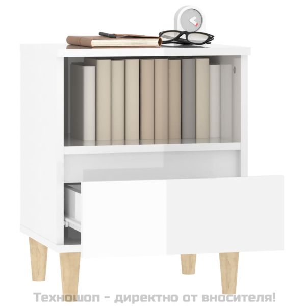 Нощни шкафчета, 2 бр, бял гланц, 40x35x50 см