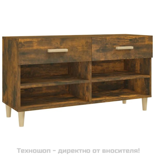Шкаф за обувки, опушен дъб, 102x35x55 см, инженерно дърво