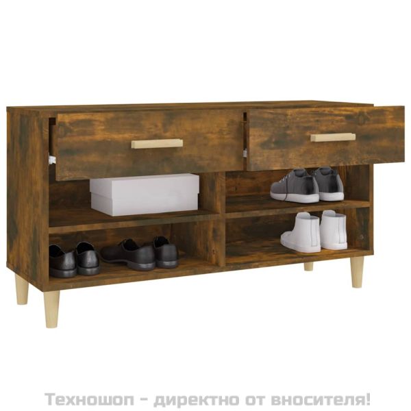 Шкаф за обувки, опушен дъб, 102x35x55 см, инженерно дърво