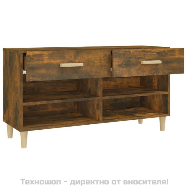 Шкаф за обувки, опушен дъб, 102x35x55 см, инженерно дърво