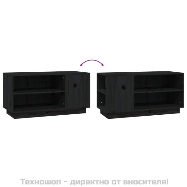 ТВ шкаф, черен, 80x35x40,5 см, бор масив