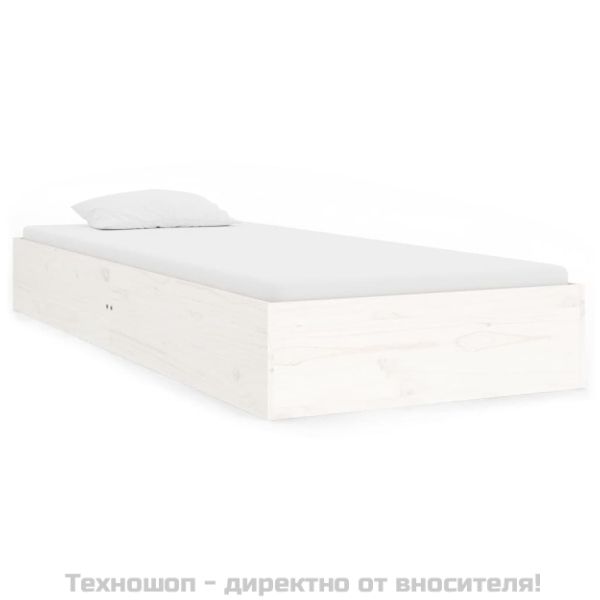 Рамка за легло бяла масивно дърво 75x190 см Small Single