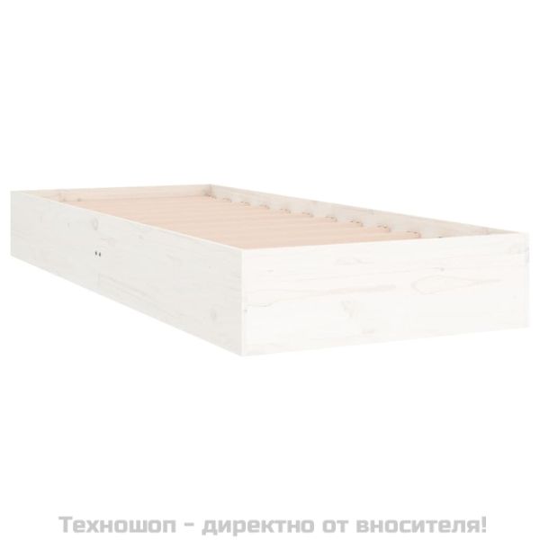 Рамка за легло бяла масивно дърво 75x190 см Small Single