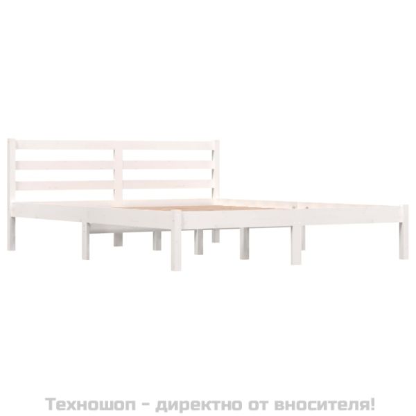 Рамка за легло, бор масив, 150x200 см, бяла, King Size