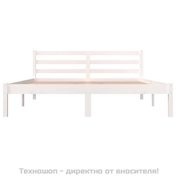 Рамка за легло, бор масив, 150x200 см, бяла, King Size