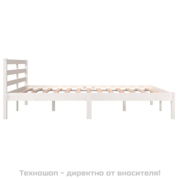 Рамка за легло, бор масив, 150x200 см, бяла, King Size