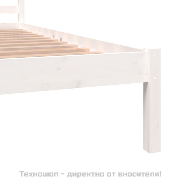 Рамка за легло, бор масив, 150x200 см, бяла, King Size