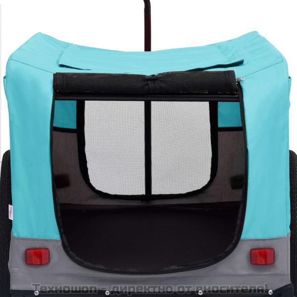 2-в-1 Кучешко ремарке за велосипеди и джогинг, синьо и сиво