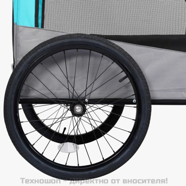 2-в-1 Кучешко ремарке за велосипеди и джогинг, синьо и сиво