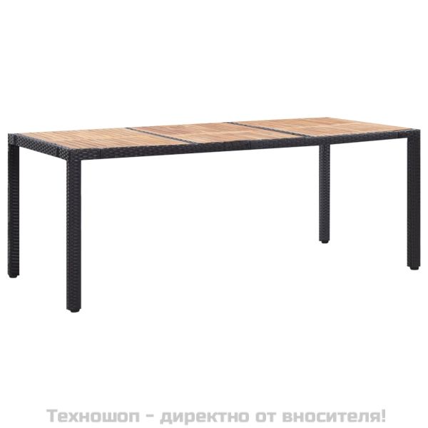 Градински комплект с възглавници, 9 части, черен полиратан