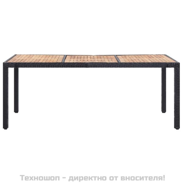 Градински комплект с възглавници, 9 части, черен полиратан