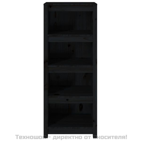 Библиотека, черна, 50x35x125,5 см, бор масив