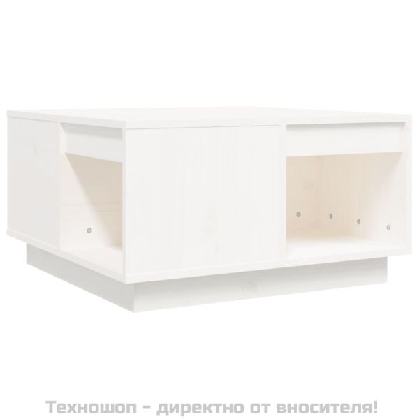 Кафе маса, бяла, 60x61x32,5 см, борово дърво масив
