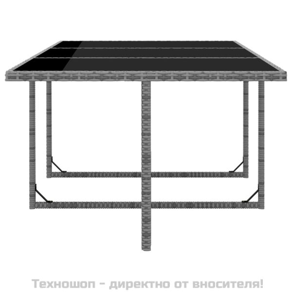 Градински комплект с възглавници, 11 части, полиратан, сив