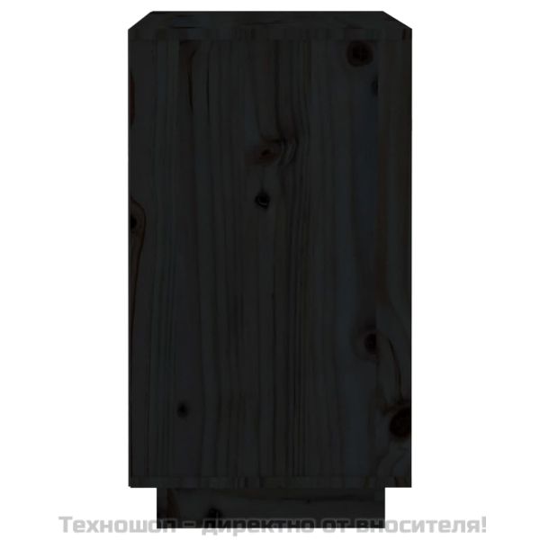 Шкаф за вино, черен, 55,5x34x61 см, борово дърво масив