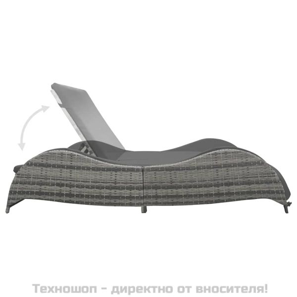 Двуместен шезлонг с шалте, полиратан, антрацит