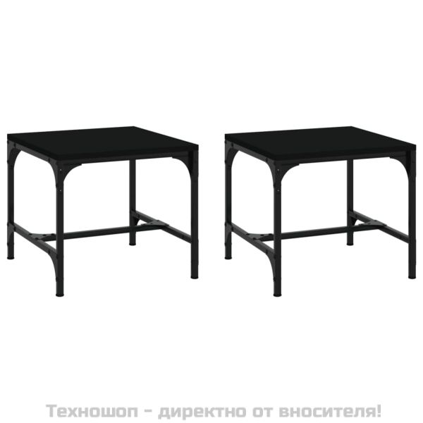 Странични маси, 2 бр, черни, 40x40x35 см, инженерно дърво
