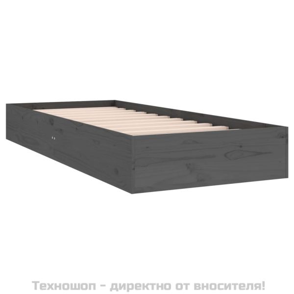 Рамка за легло, сива, дърво масив, 75x190 см, Small Single