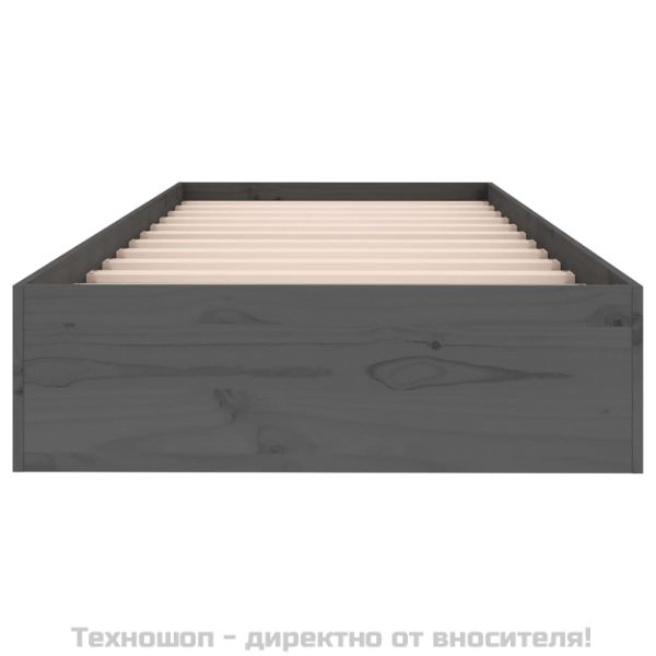 Рамка за легло, сива, дърво масив, 75x190 см, Small Single