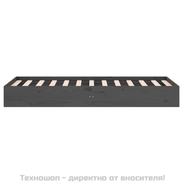 Рамка за легло, сива, дърво масив, 75x190 см, Small Single