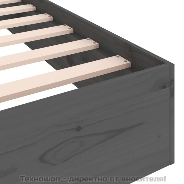 Рамка за легло, сива, дърво масив, 75x190 см, Small Single