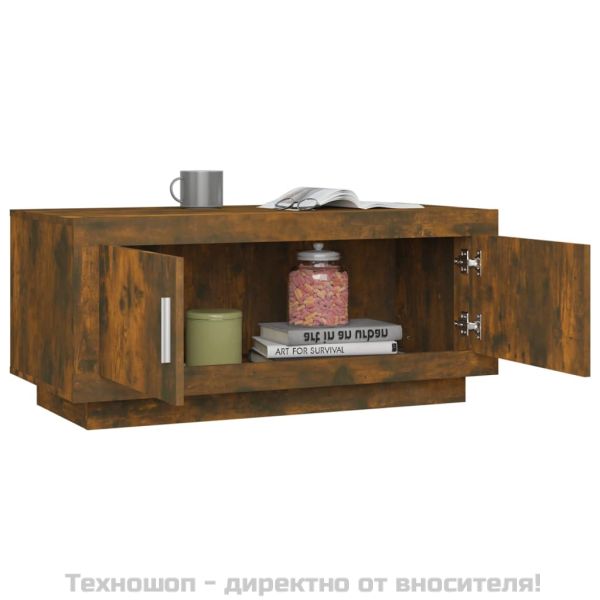 Кафе маса, опушен дъб, 102x50x45 см, инженерно дърво