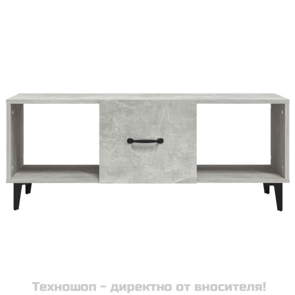 Кафе маса, бетонно сива, 102x50x40 см, инженерно дърво