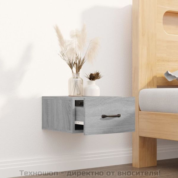 Нощно шкафче за стенен монтаж, сив сонома, 35x35x20 см