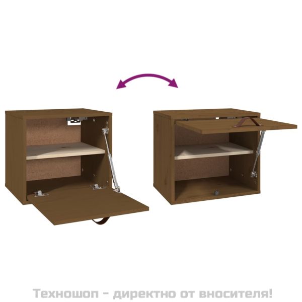 Стенен шкаф, меденокафяв, 40x30x35 см, борово дърво масив