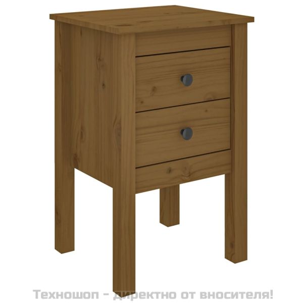 Нощно шкафче, меденокафяво, 40x35x61,5 см, борово дърво масив