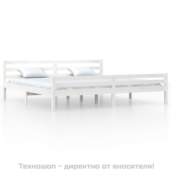 Рамка за легло, бяла, дърво масив, 200x200 см