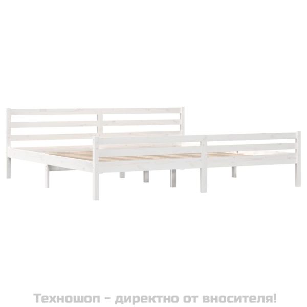 Рамка за легло, бяла, дърво масив, 200x200 см