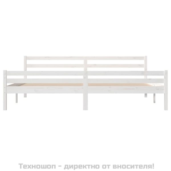 Рамка за легло, бяла, дърво масив, 200x200 см