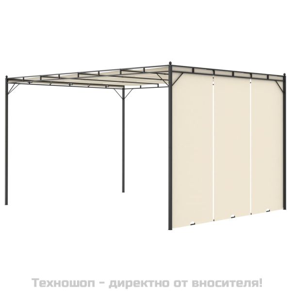 Градинска шатра със странична завеса 4x3x2,25 м кремава