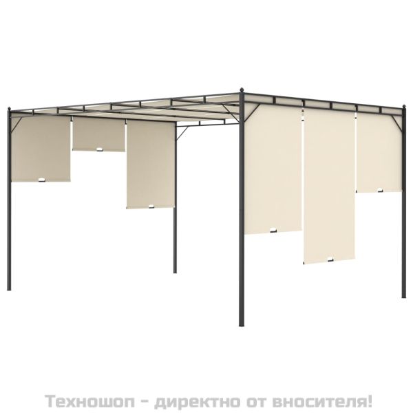 Градинска шатра със странична завеса 4x3x2,25 м кремава
