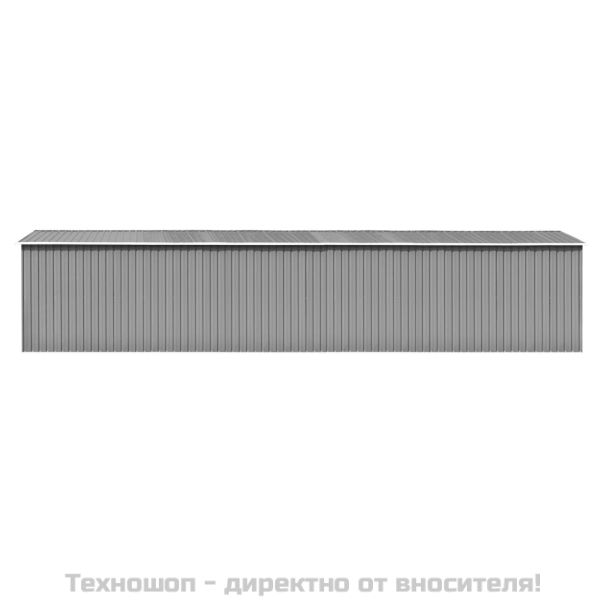 Градинска барака, сива, 257x990x181 см, поцинкована стомана