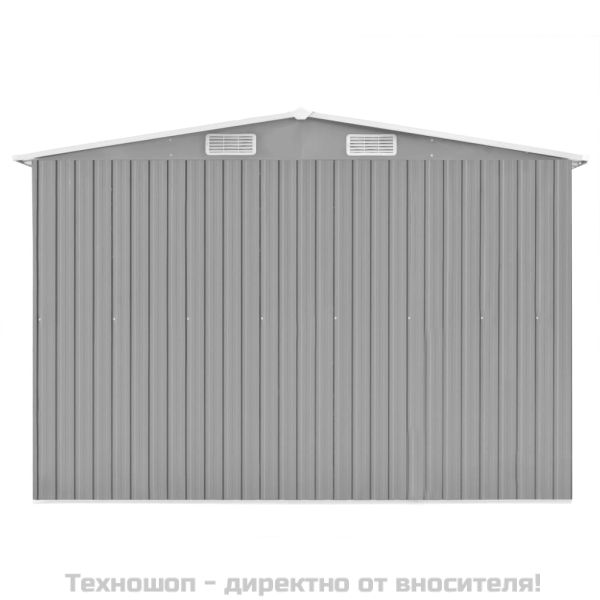 Градинска барака, сива, 257x990x181 см, поцинкована стомана