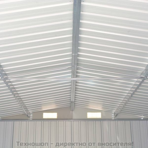 Градинска барака, сива, 257x990x181 см, поцинкована стомана