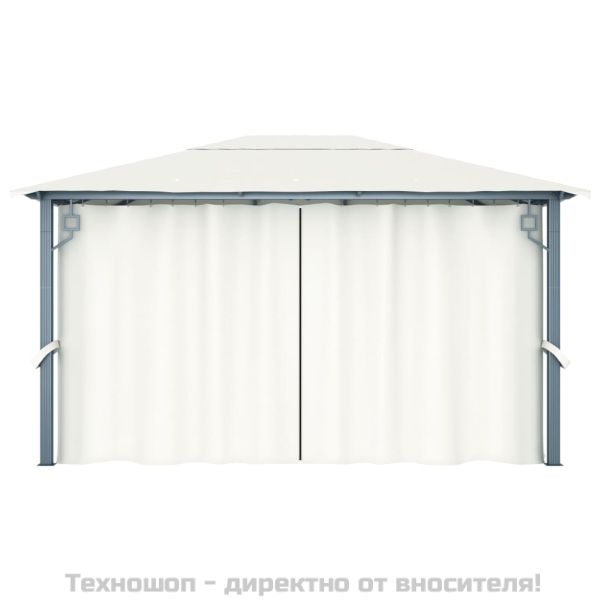 Шатра със завеси, 400х300 см, кремава, алуминий
