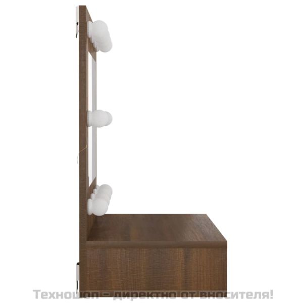 Огледален шкаф с LED, кафяв дъб, 60x31,5x62 см