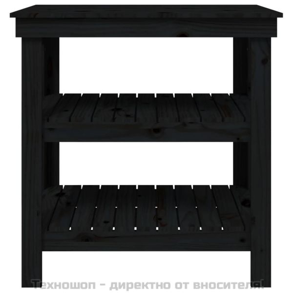 Работна маса, черна, 78,5x50x80 см, борово дърво масив