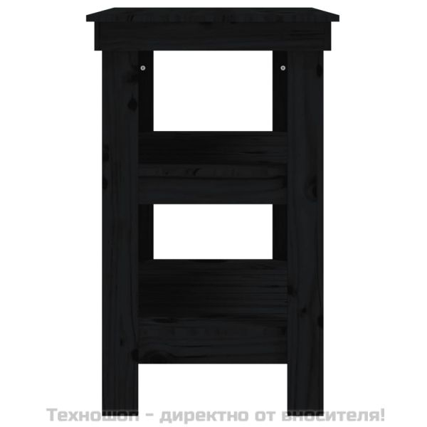 Работна маса, черна, 78,5x50x80 см, борово дърво масив